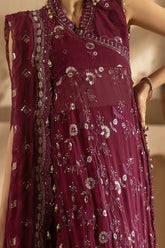 3 Piece Unstitched Embroidered Chiffon Suit with Embroidered Chiffon Dupatta LE-52014